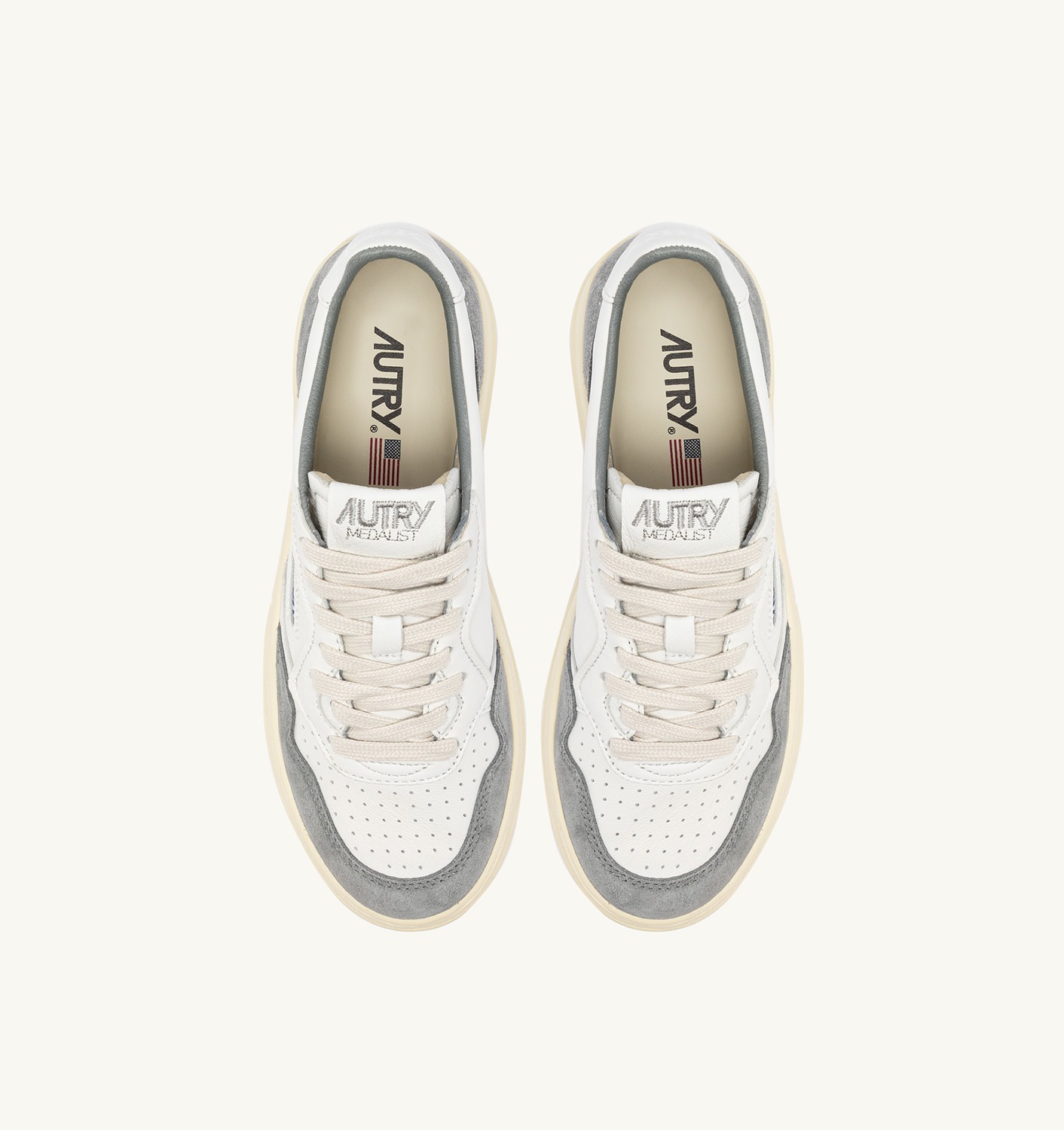 Sneakers Autry Medalist Low in pelle di capra e suede Bianco