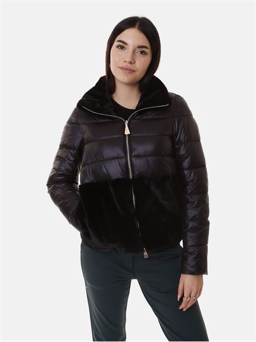 PIUMINO CORTO NYL CANGIANTE + ECO PELLICCIA MARKUP | MW564029/NERO