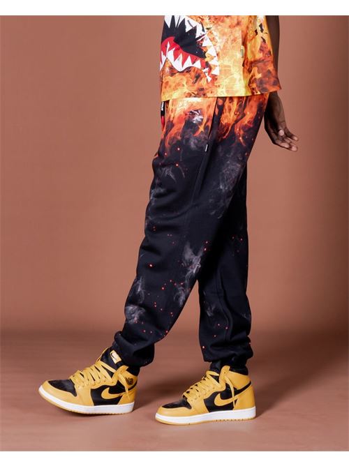 SHARK ON FIRE PANTS BLACK SPRAYGROUND | SP382BLK/BLACK