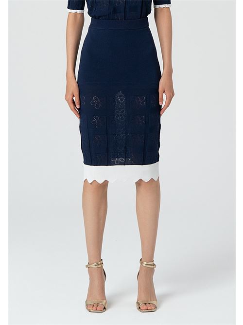 KNITTED SKIRT BLUEWHITE FRACOMINA | FJ25SG4008K41701/083
