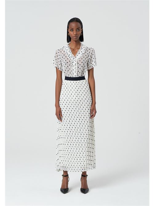 MAXI PRINTED PLISSE' SKIRT CREAMBLU FRACOMINA | FR25SG3003W412D2/A52