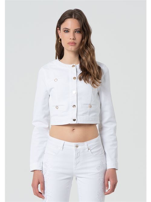 BULL DENIM CHANEL JACKET WHITE FRACOMINA | FR25SJ4004W61501/278
