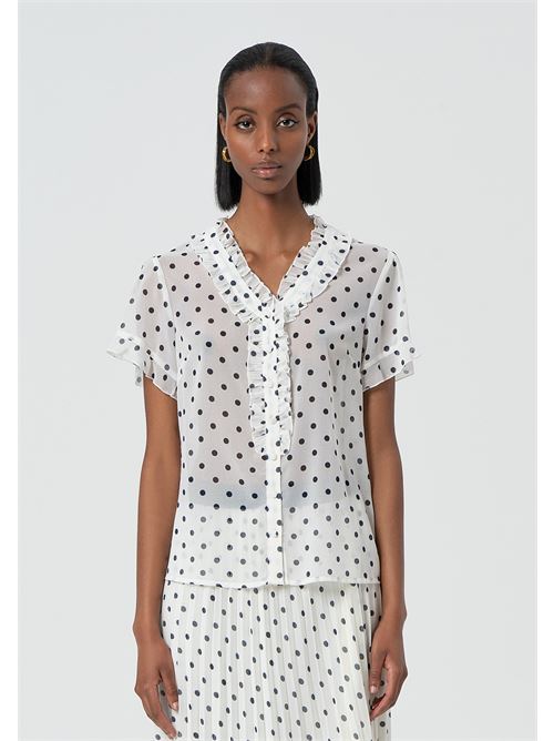 PRINTED SHIRT WITH ROUCHES CREAMBLU FRACOMINA | FR25ST6016W412D2/A52