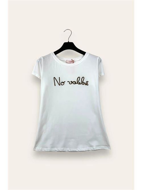 T-shirt con scritta ricamata no vabbè LOVEme | BB-12623/Moro
