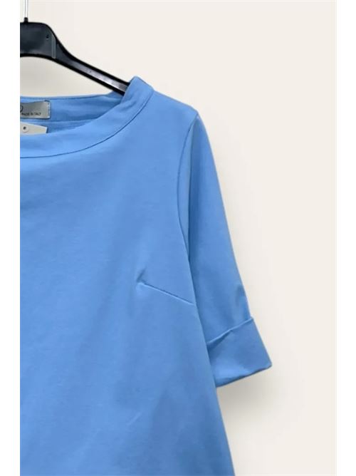 Blusa girocollo punto milano, spacchi ai lati LOVEme | CH-10844/Azzurro