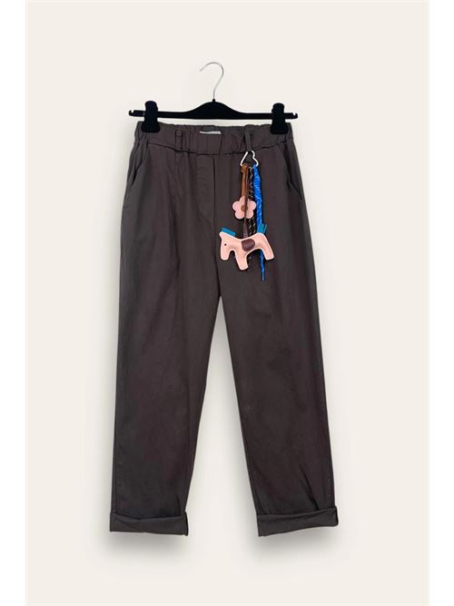 Pantalone baggy con elastico in vita e portachiavi LOVEme | CH-12819/Moro