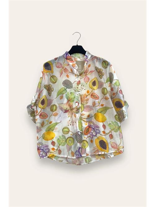 Camicia misto tencel in fantasia LOVEme | EL-12858/Bianco