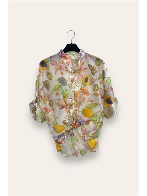 Camicia misto tencel in fantasia LOVEme | EL-12858/Bianco