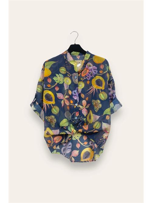 Camicia misto tencel in fantasia LOVEme | EL-12858/Blu