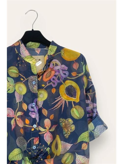 Camicia misto tencel in fantasia LOVEme | EL-12858/Blu