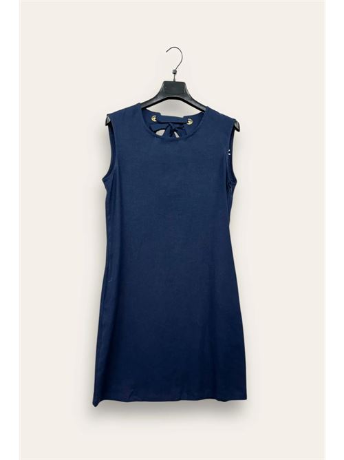 Abito tubino misto lino con fiocco dietro LOVEme | FA-12664/Blu