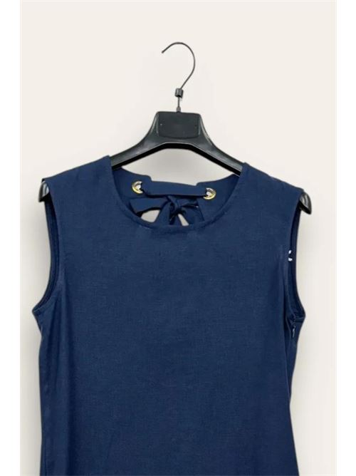 Abito tubino misto lino con fiocco dietro LOVEme | FA-12664/Blu