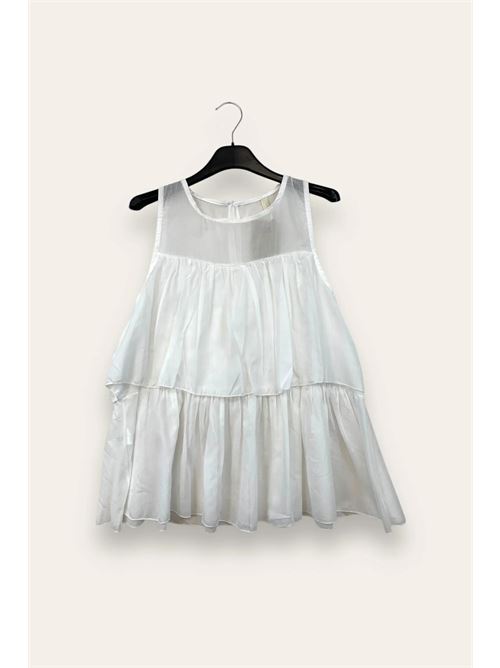 Canotta a balze con bottone dietro LOVEme | IS-12876/Bianco
