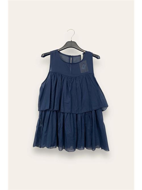Canotta a balze con bottone dietro LOVEme | IS-12876/Blu