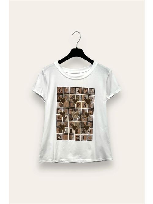 T-shirt stampa quadrati love LOVEme | JM-11380/Moka