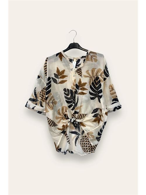 Camicia seta e cotone in fantasia LOVEme | MH-12889/Burro