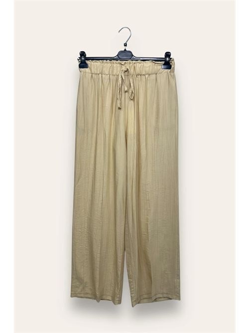 Pantalone in viscosa goffrata con coulisse LOVEme | MT-12278/Beige