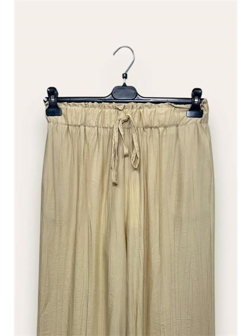 Pantalone in viscosa goffrata con coulisse LOVEme | MT-12278/Beige