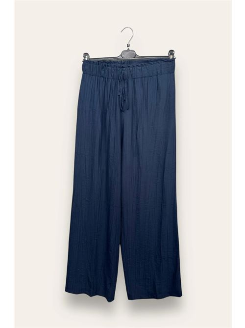 Pantalone in viscosa goffrata con coulisse LOVEme | MT-12278/Blu