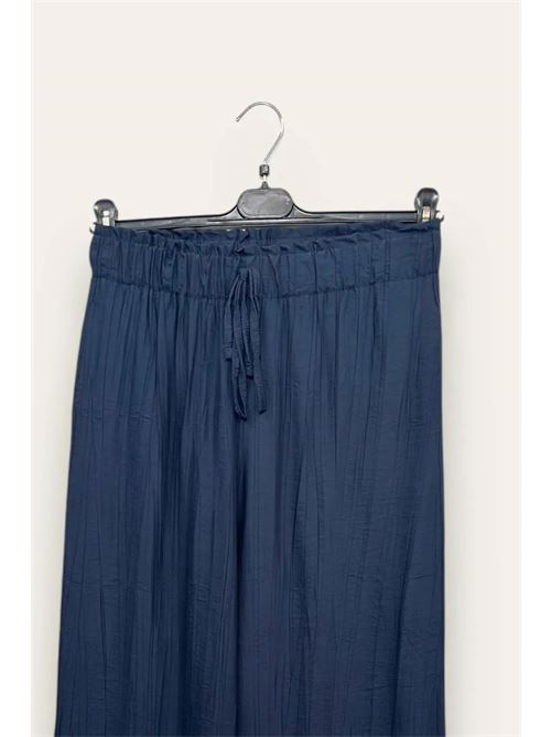 Pantalone in viscosa goffrata con coulisse LOVEme | MT-12278/Blu