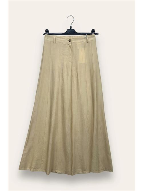 Pantalone a palazzo in viscosa goffrata LOVEme | MT-12483/Beige