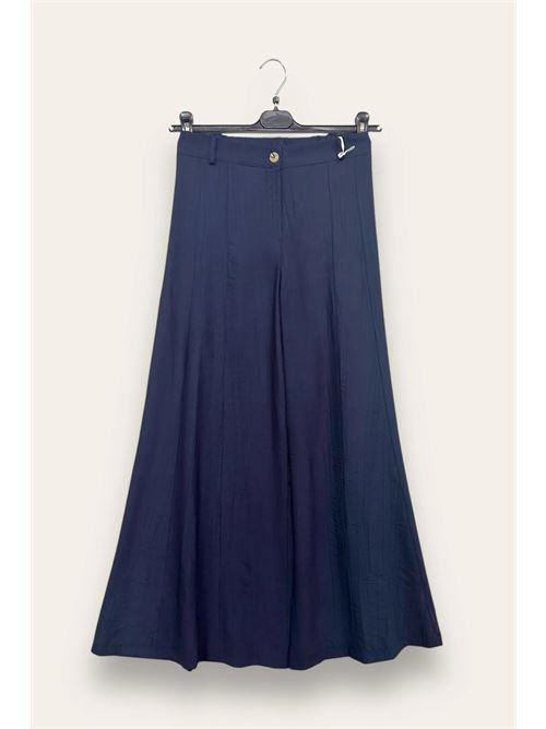 Pantalone a palazzo in viscosa goffrata LOVEme | MT-12483/Blu