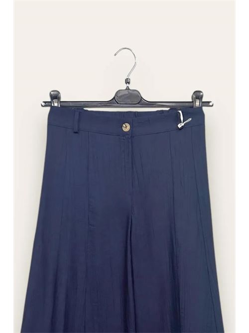Pantalone a palazzo in viscosa goffrata LOVEme | MT-12483/Blu