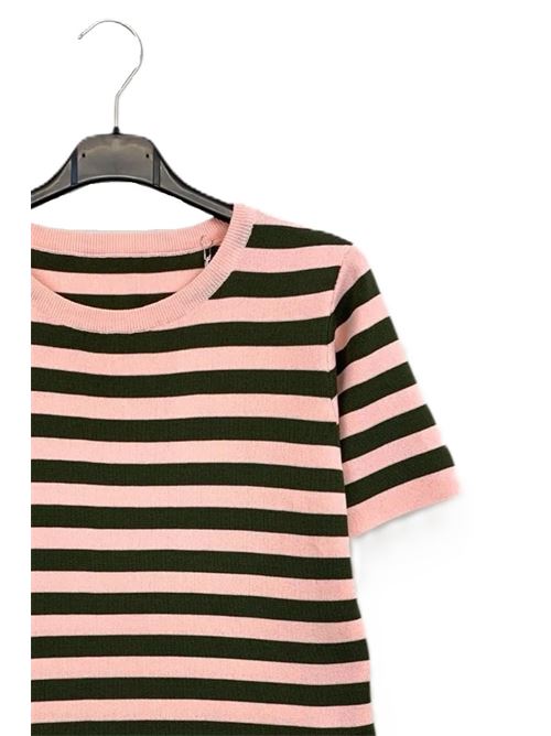Maglietta manica corta rigata in viscosa LOVEme | OL-11428/Salmone
