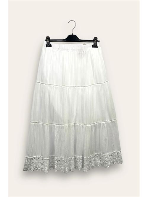Gonna a balze in mussola di cotone con pizzo al fondo LOVEme | ST-12880/Bianco