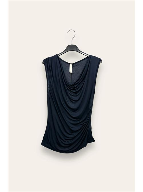 Canotta con scollo morbido e drappeggio sul fianco LOVEme | VA-12344/Blu