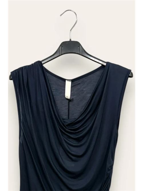 Canotta con scollo morbido e drappeggio sul fianco LOVEme | VA-12344/Blu