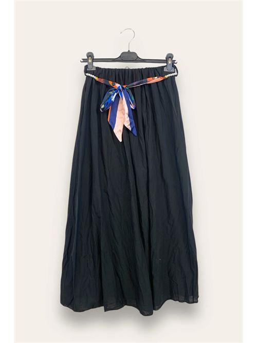 Gonna effetto stropicciato in mussola di cotone LOVEme | VA-12565/Nero