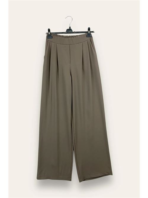 Pantalone fluido a palazzo, elastico retro vita LOVEme | ZC-11057/Fango