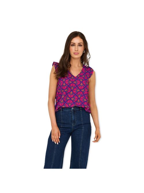 ONLALMA LIFE POLY S/S ELINA TOP AOP ONLY | 15290791/Cabaret