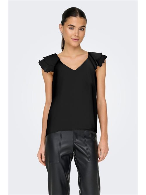 ONLASTA LIFE CAPSLEEVE V-NECK TOP WVN ONLY | 15322908/Black