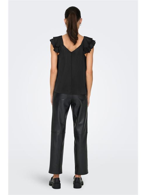 ONLASTA LIFE CAPSLEEVE V-NECK TOP WVN ONLY | 15322908/Black