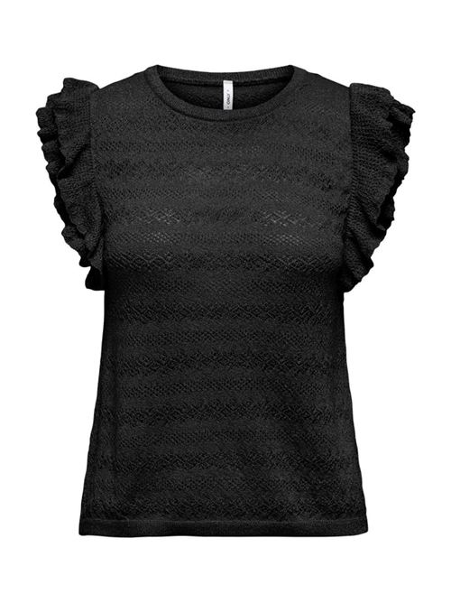 ONLAGA SL GLITTER O-NECK TOP KNT ONLY | 15344402/Black