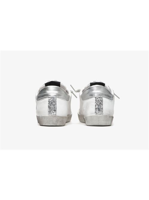SNEAKERS ONE STAR PELLE BIANCA-DETTAGLI GLITTER ARGENTO 2STAR | 2SD4205/064