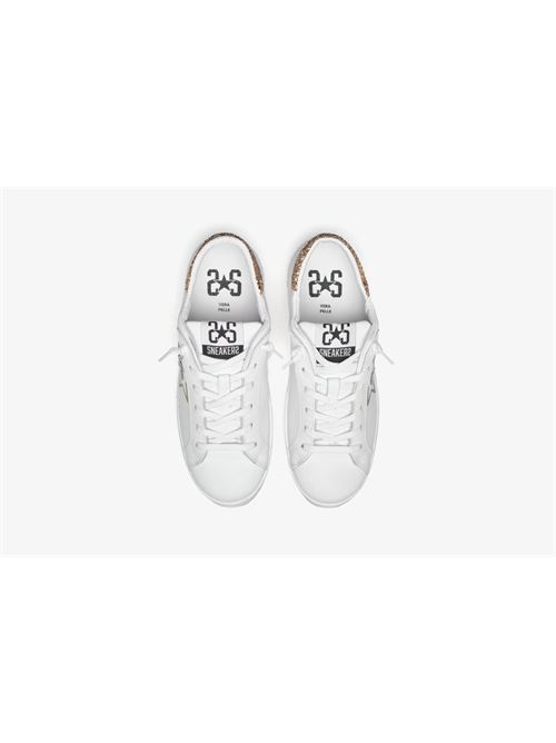 SNEAKERS LOW PELLE BIANCA GLITTER SILVER-ORO 2STAR | 2SD4897/108