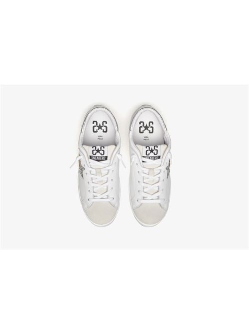 SNEAKERS LOW IN PELLE BIANCA DETT. ORO/ARGENTO 2STAR | 2SD4900/108
