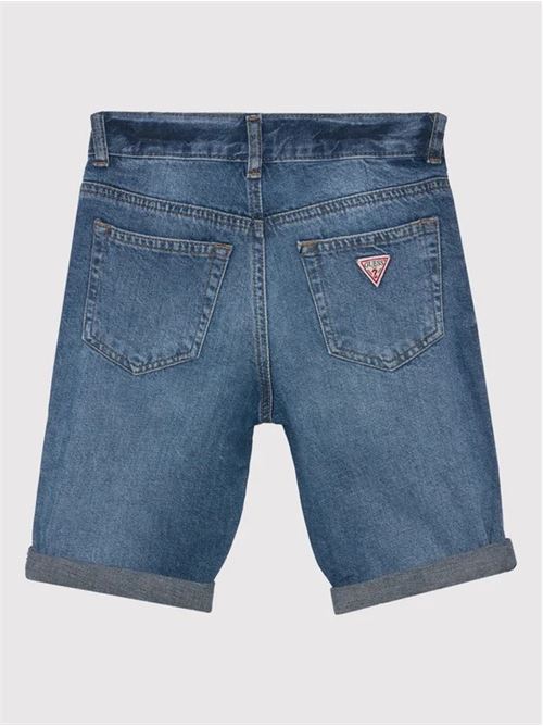 DENIM LINEN SHORTS W/DAMAGES GUESS | L2GD15D41E0/UELN