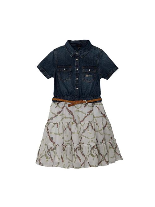 MIXED FABRIC SS DRESS W/BELT GUESS | J4RK27D58Z0/HRMB