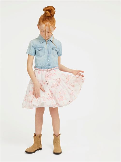 MIXED FABRIC SS DRESS W/BELT GUESS | J4RK27D58Z0/LBCE