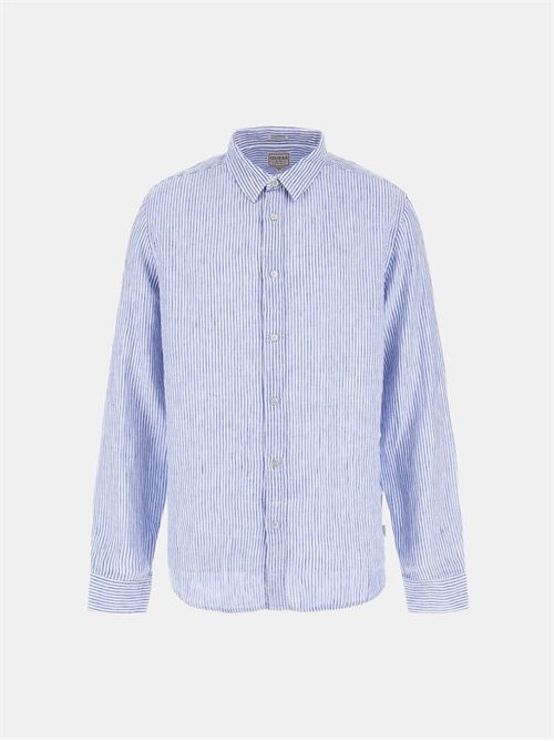 LS NAUTICAL STRIPE LINEN SHIRT GUESS | M3GH29WFA00/F73J