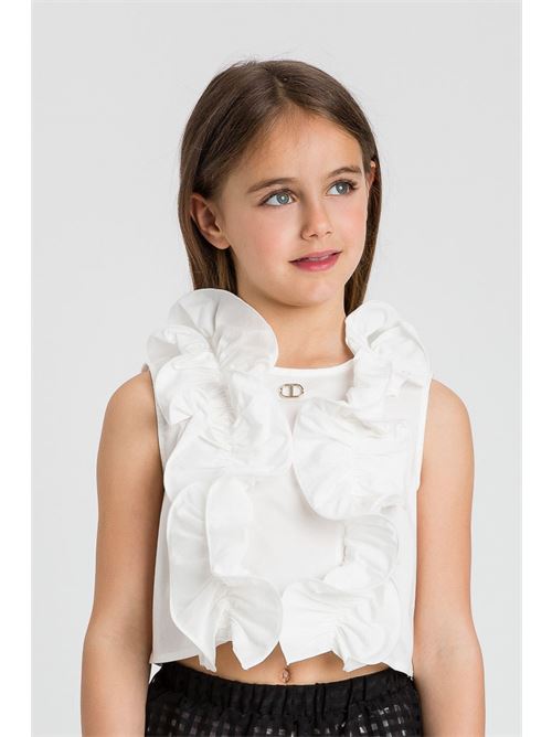 TOP CON ROUCHES SUL DAVANTI IN POPELINE TWINSET | 241GJ2121/11271