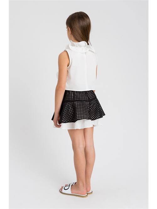 TOP CON ROUCHES SUL DAVANTI IN POPELINE TWINSET | 241GJ2121/11271